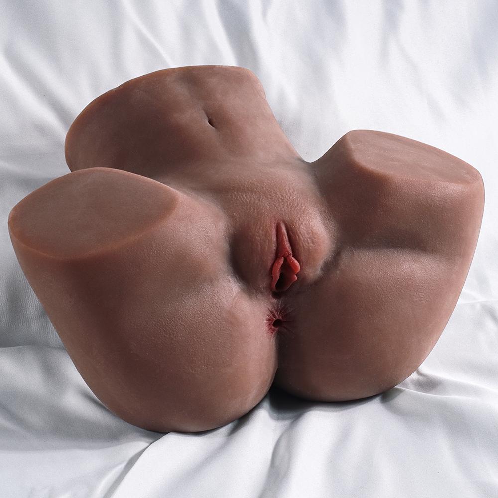 1.8kg Brown Leather Texture Butt Stroker, Bionic Skin Texture, Virgin Tight Suction, Dual Holes Ultimate Fantasy Comes True, Adult Sex Toy