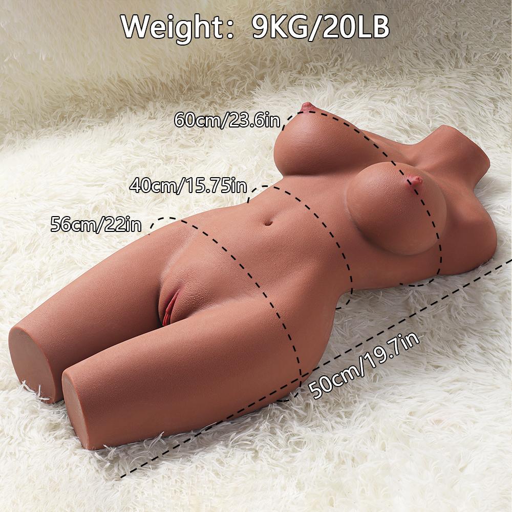 9kg Brown Skin Tone Half Body Masturbator Doll, Virgin Tight Envelopment, Ultra Realistic TPE Soft Gel Touch, Unlock Ultimate Fantasy Experience, Adult Sex Toy